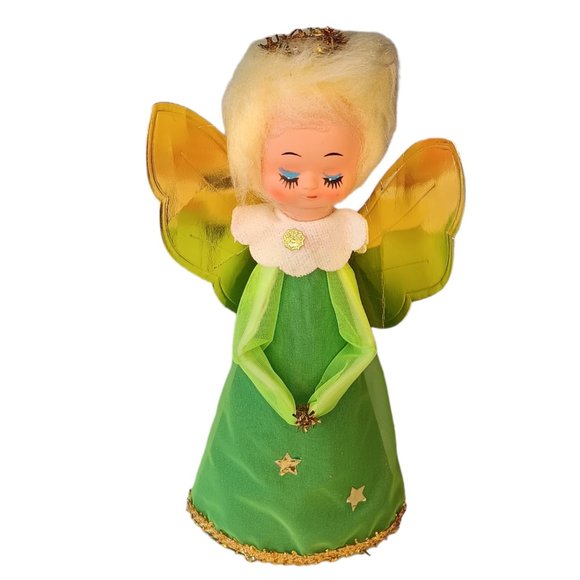 Japan Holiday Vintage Angel Christmas Tree Topper Ornament 96s Mcm
